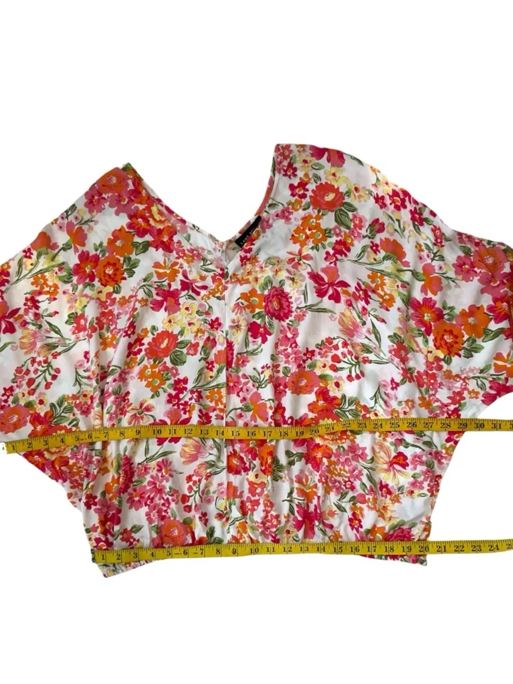 Lane Bryant Floral V-Neck Top Blouse in Pink, Orange & Green Plus 18/20 - Picture 11 of 16